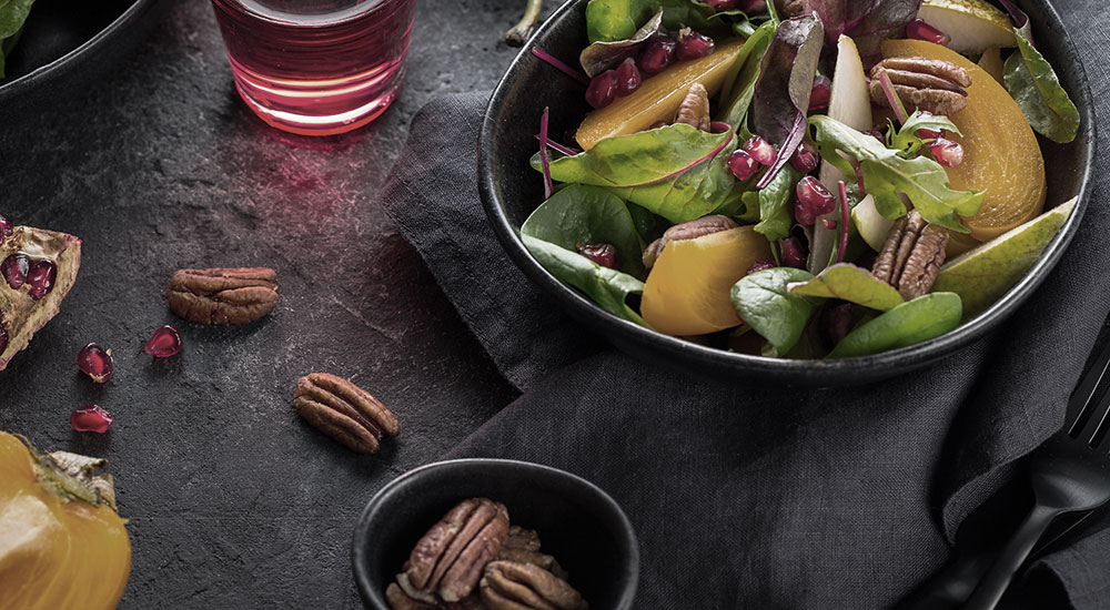 Fuyu Persimmon and Pomegranate Seed Salad